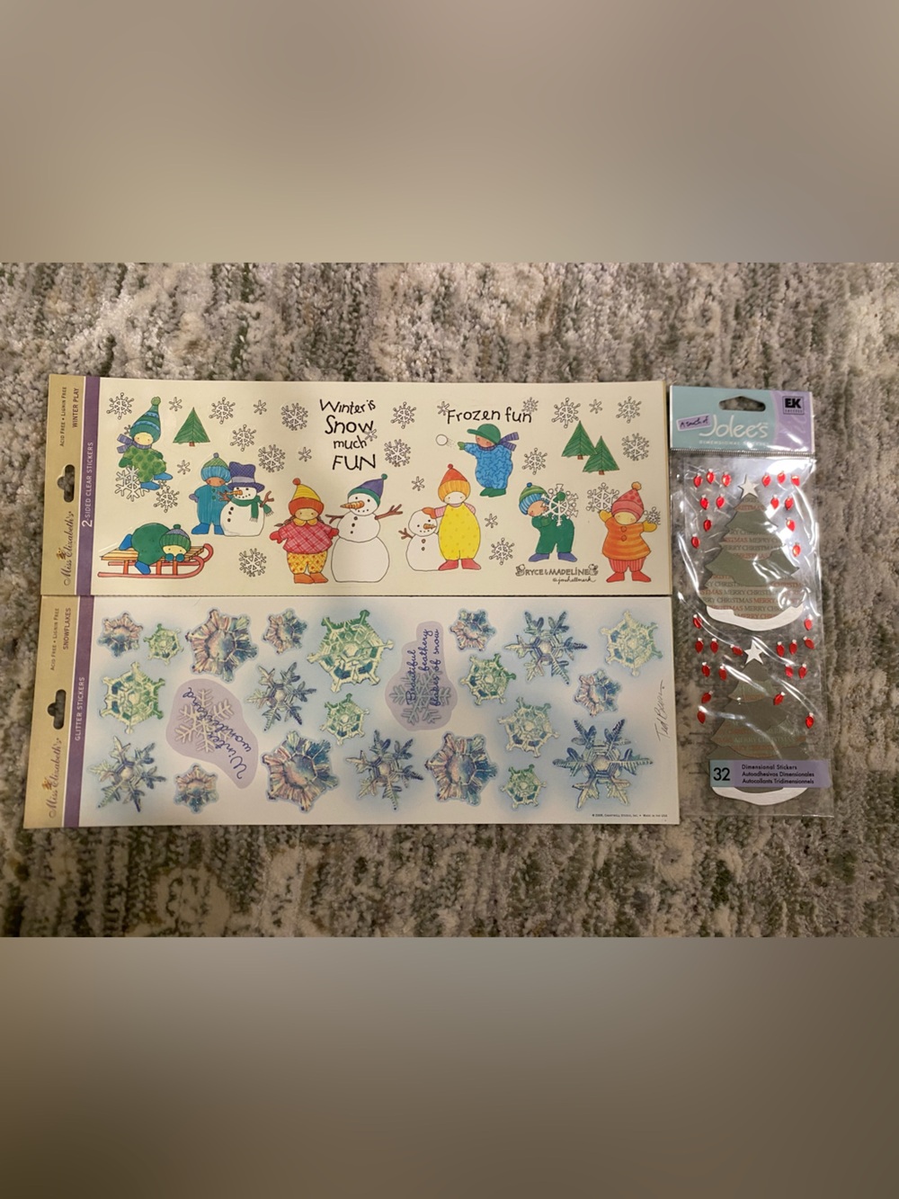 Winter Snowman & Snowflake Sticker Sheets - Blue, Green, Yellow, Red
